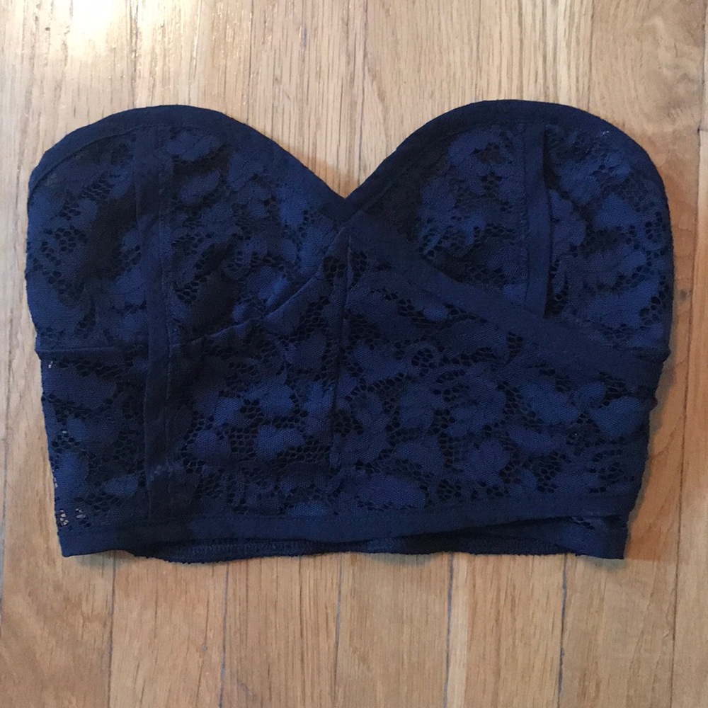 Black lace crop top